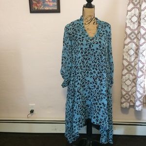 Diane Von Furstenberg Silk Dress Teal Black Spots